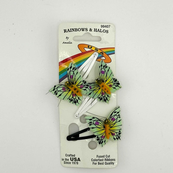 Goody Accessories - Vintage Y2K Rainbows & Halos by Amelia Hair Clips Butterflies New